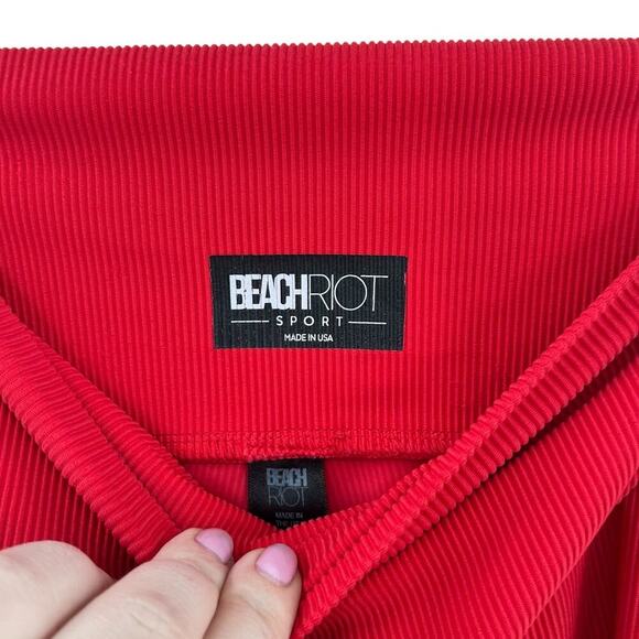 Beach Riot Cara‎ Rib Leggings Red Crossover Front Size Medium - Picture 9 of 11